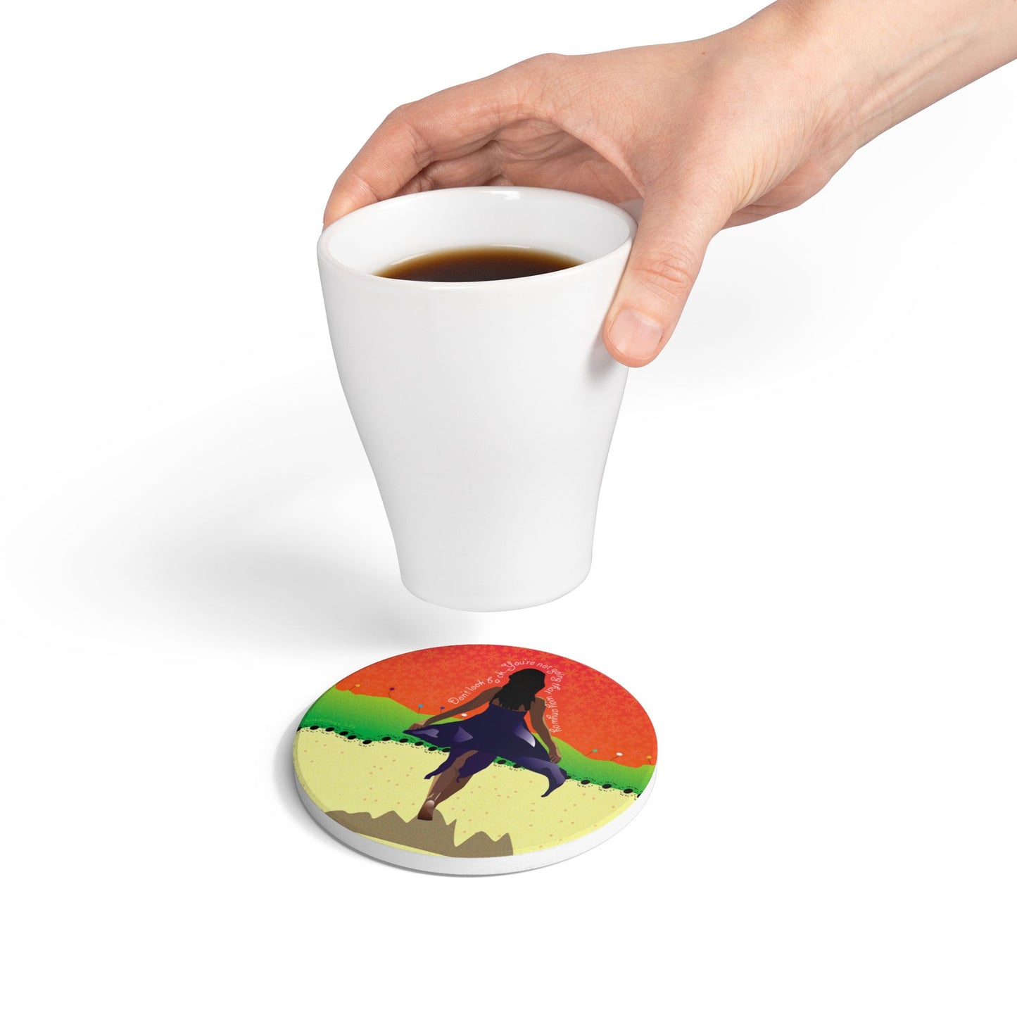 Don't Look Back Ceramic Coaster
