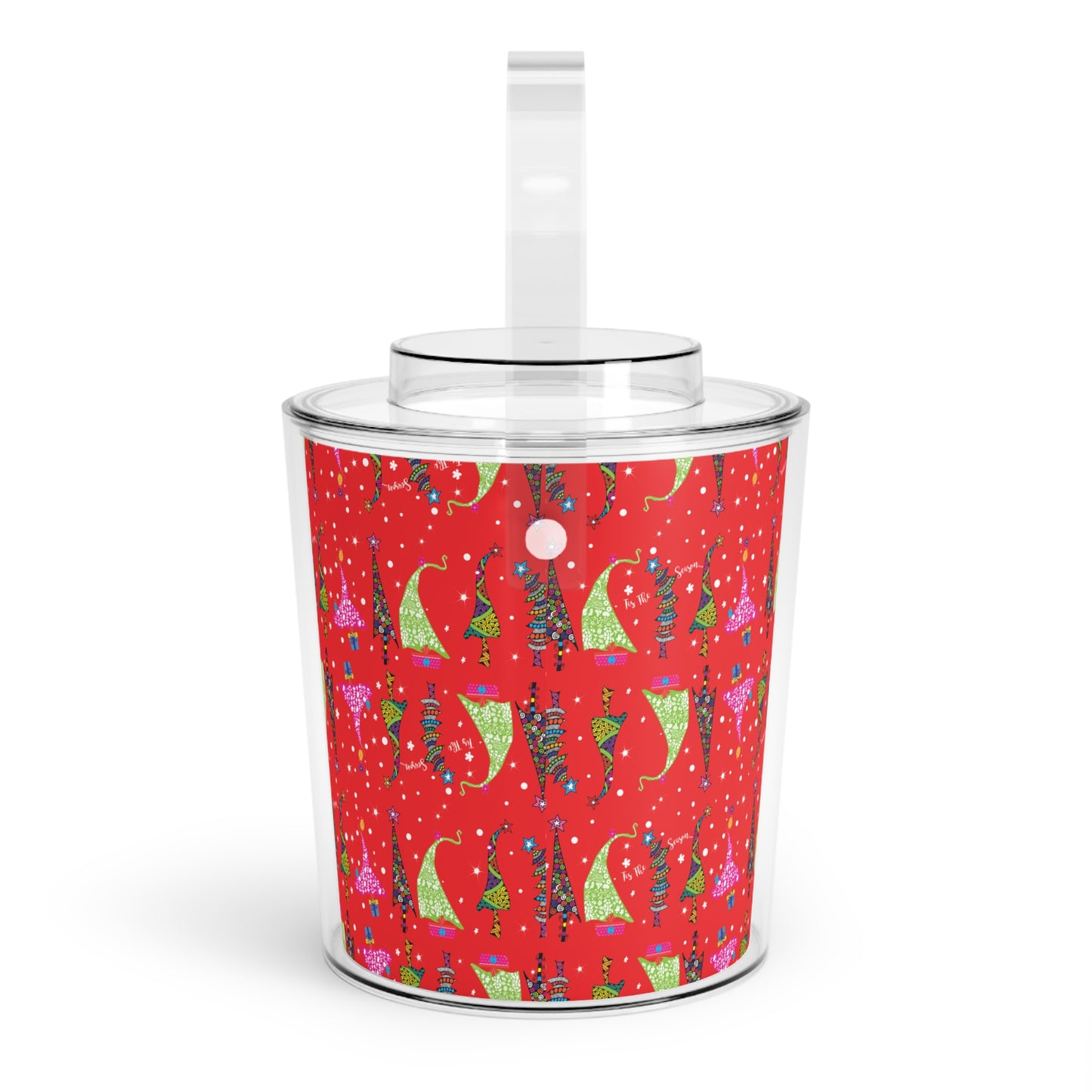 Holiday Trees Ice Bucket with Tongs