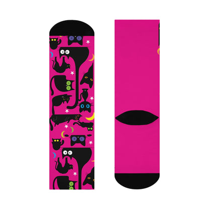 Pink Wicked Whiskers Cushioned Crew Socks