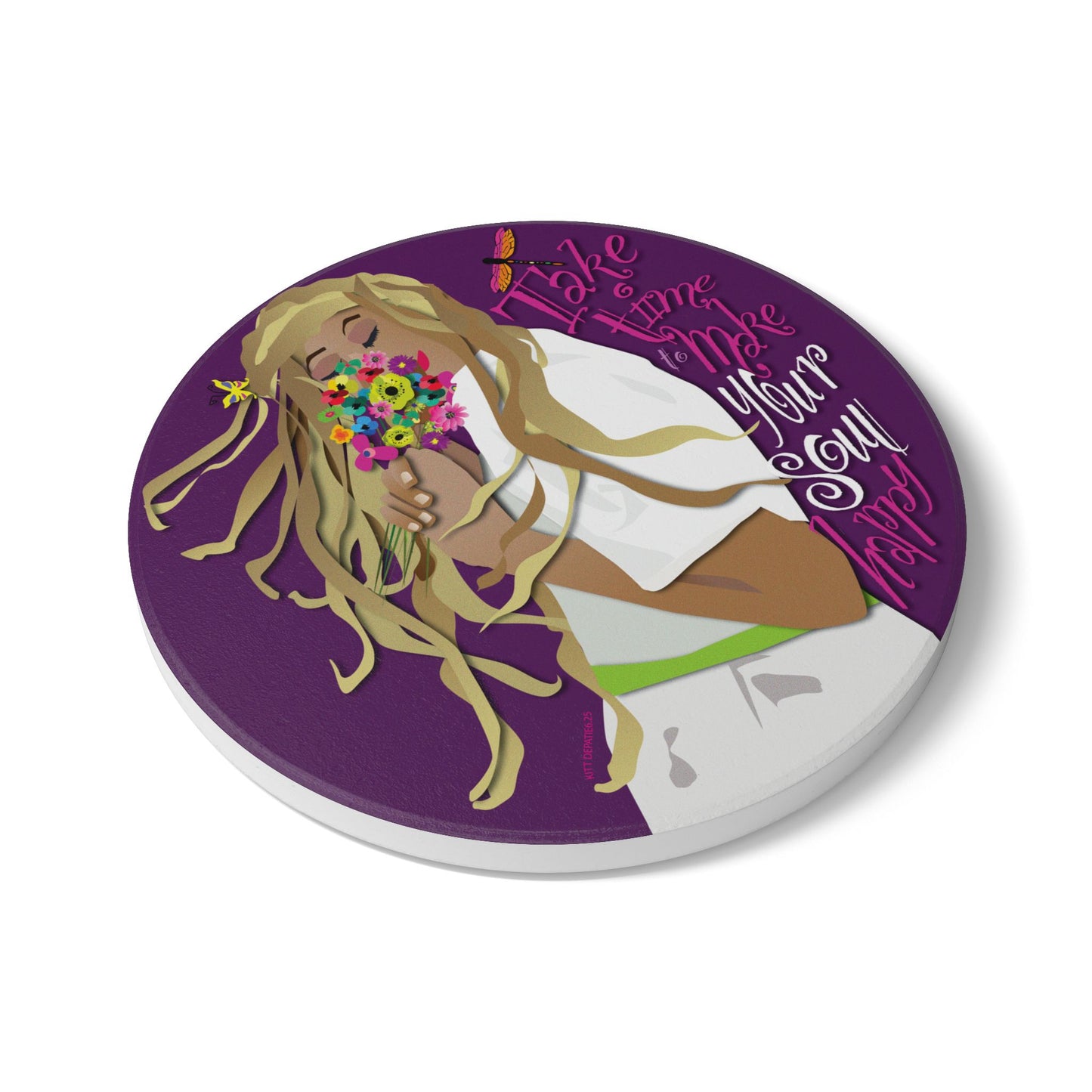 Smell the Flowers Ceramic Coaster