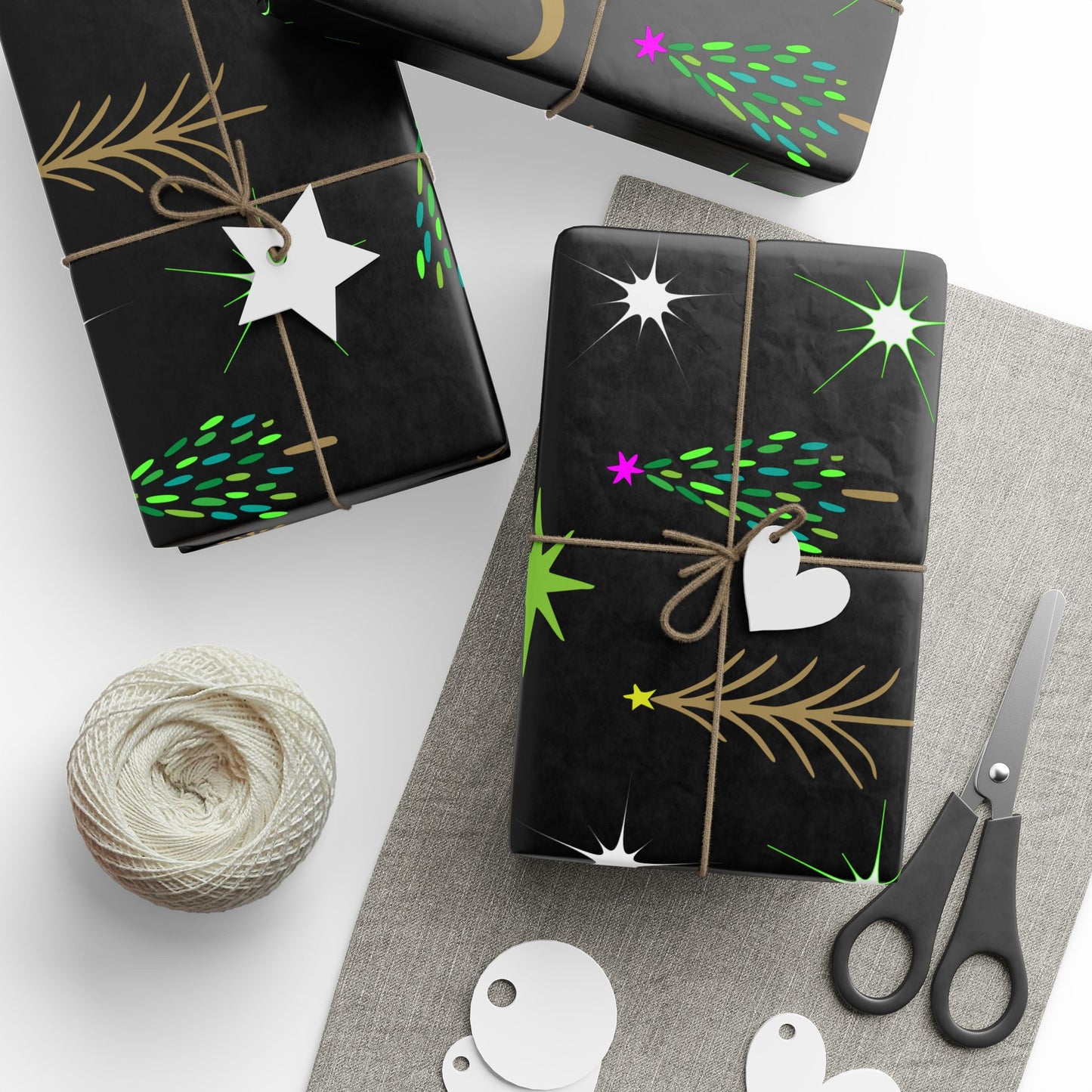 Gold Holiday Trees Wrapping Papers