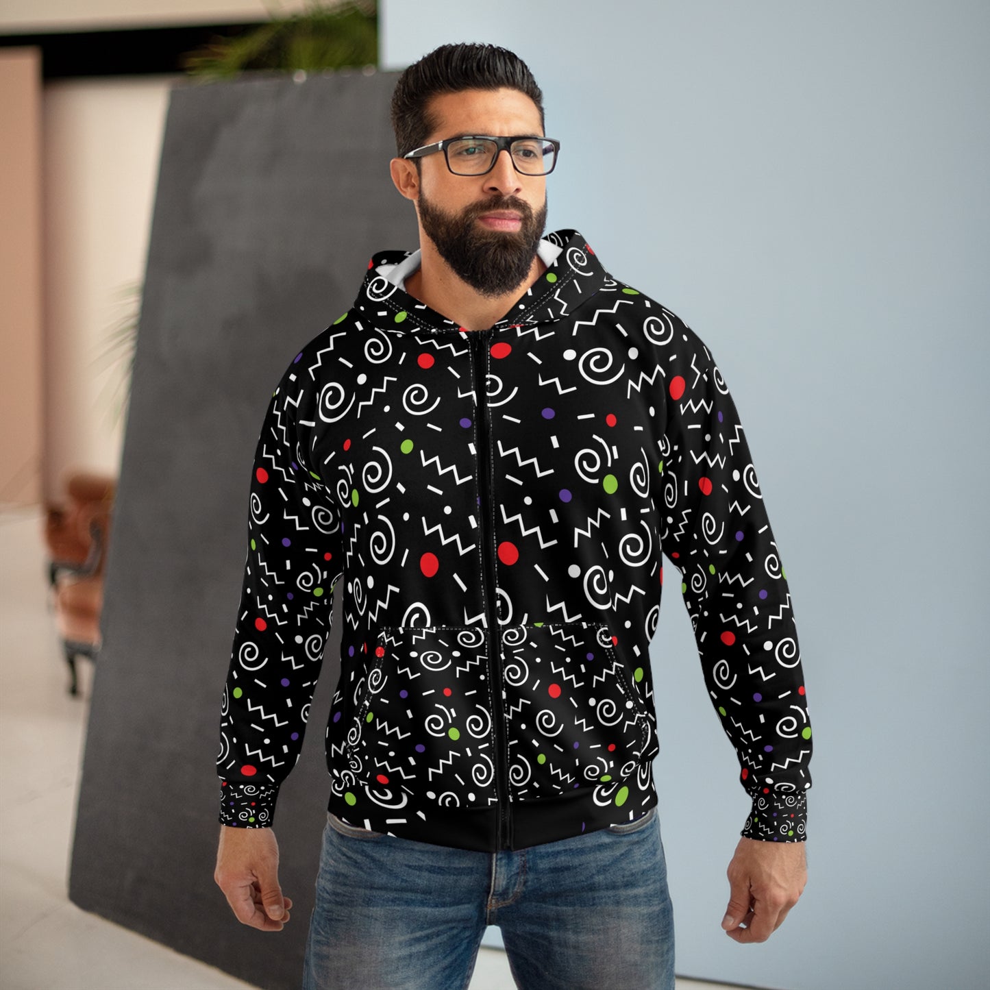 Color Scribbles Unisex Zip Hoodie
