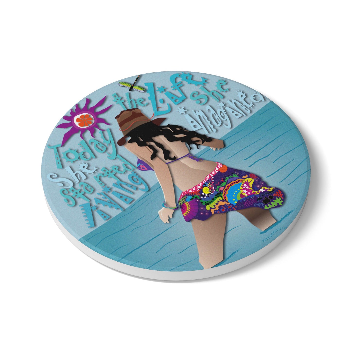 Today She Started Living Ceramic Coaster