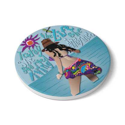 Today She Started Living Ceramic Coaster