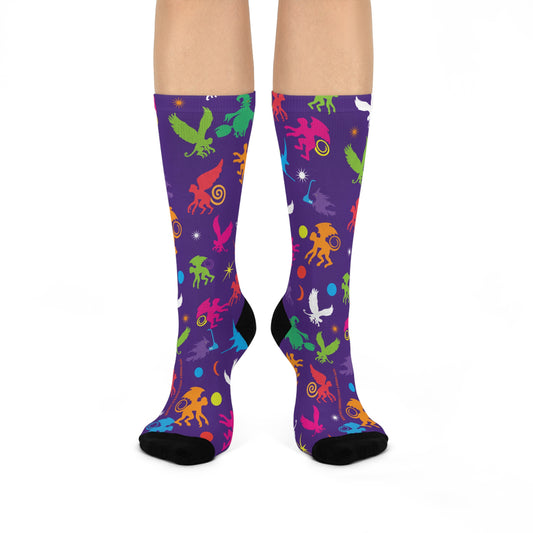 Purple Flying Monkey Socks Cushioned Crew Socks