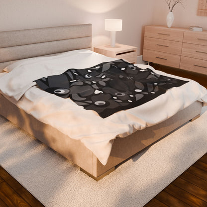 Grey Mod Flower Velveteen Plush Blanket
