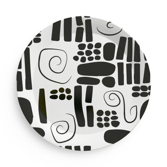 Black & White Twist Plastic Plate