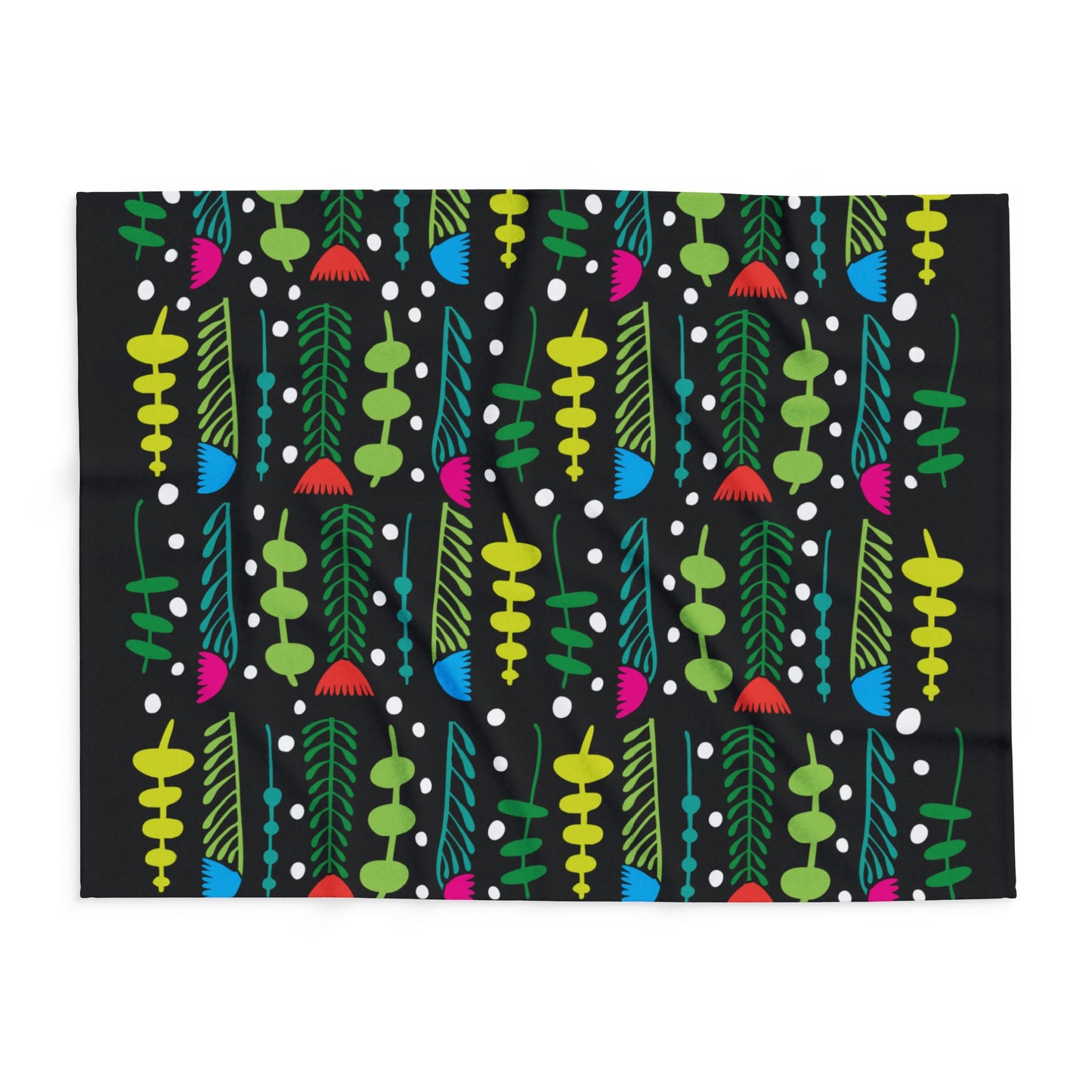 Black Groovy Garden Arctic Fleece Blanket