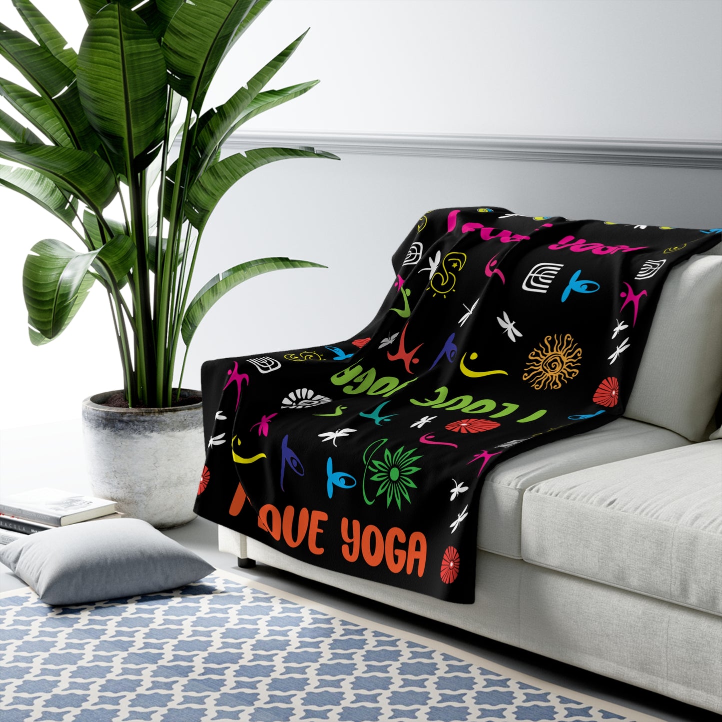 I Love Yoga Sherpa Fleece Blanket