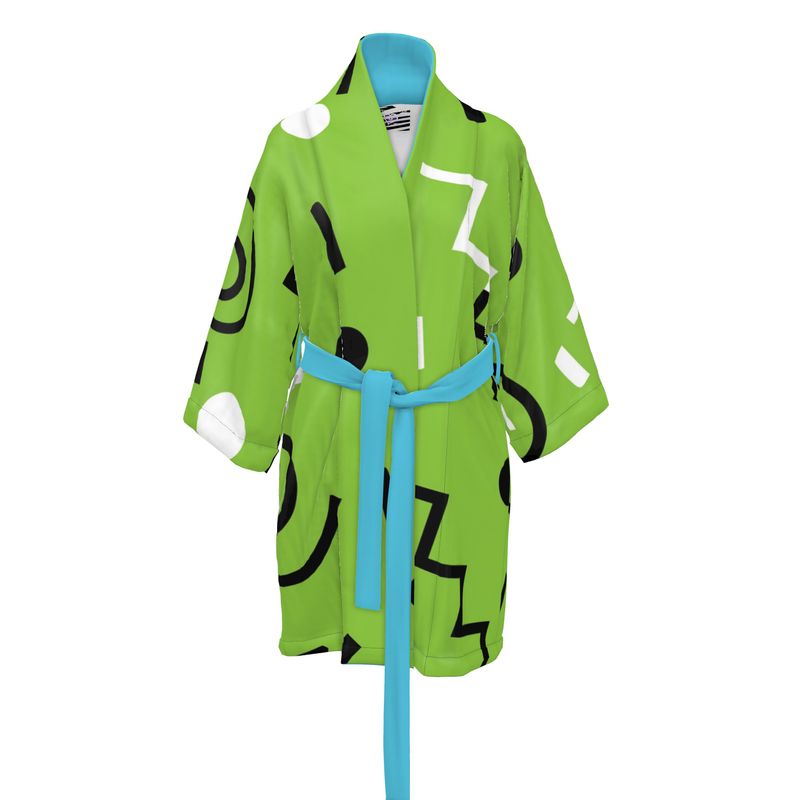 Lime Swirlverse Kimono Robe