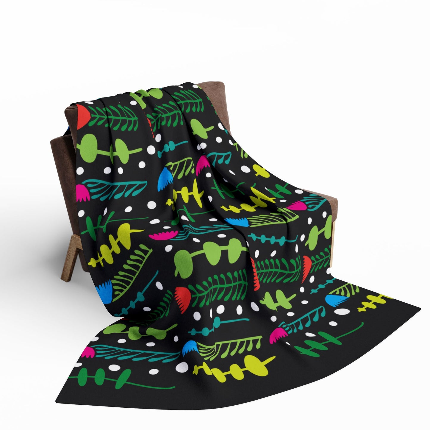 Black Groovy Garden Arctic Fleece Blanket