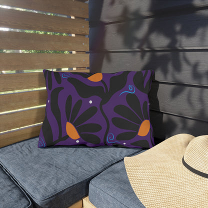 Orange Modflower Outdoor Pillows