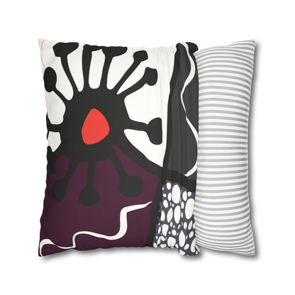 Flower Geometry Faux Suede Square Pillowcase