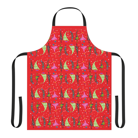 Red 3 Trees Apron, 5-Color Straps (AOP)