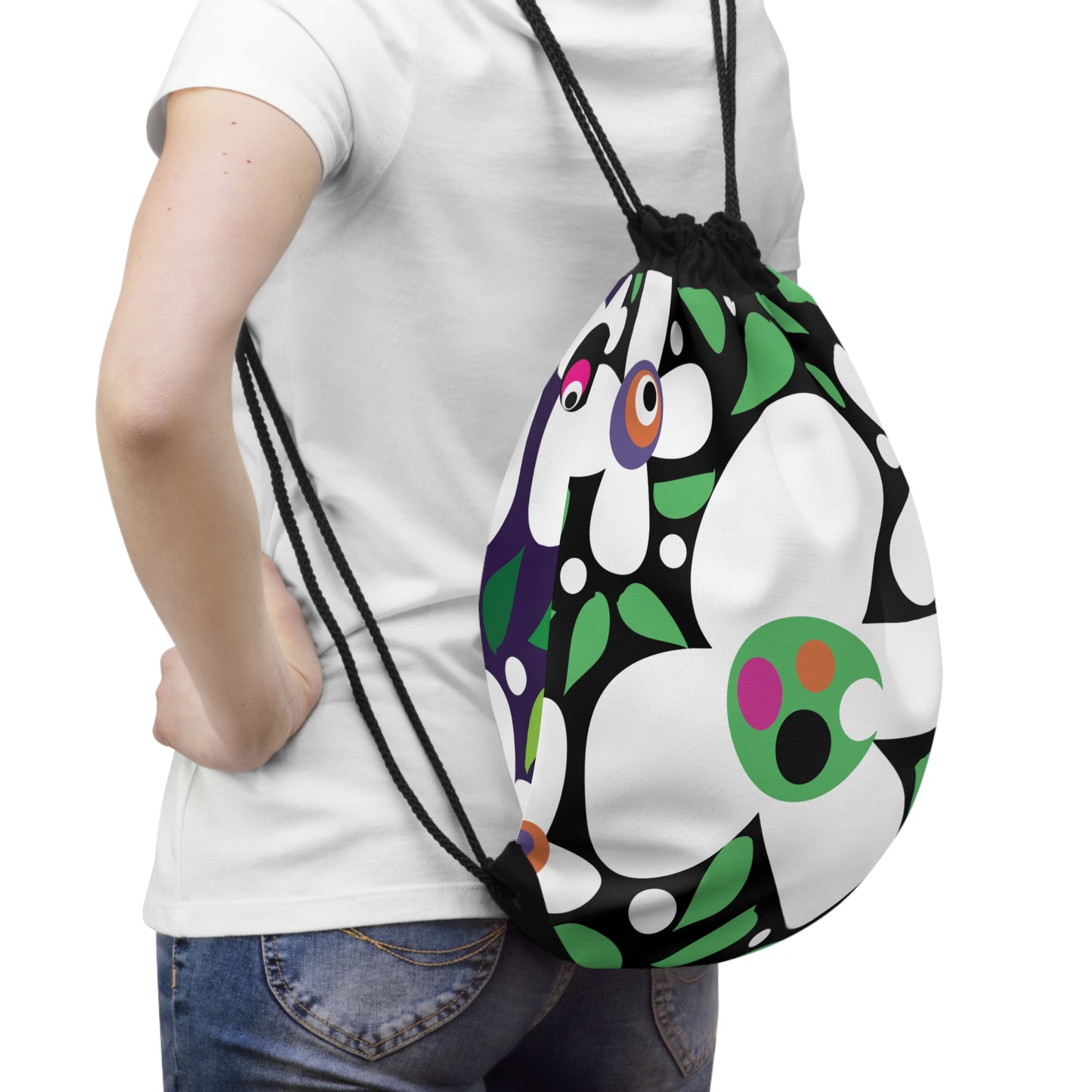 Green Poip Petal party  Drawstring Bag