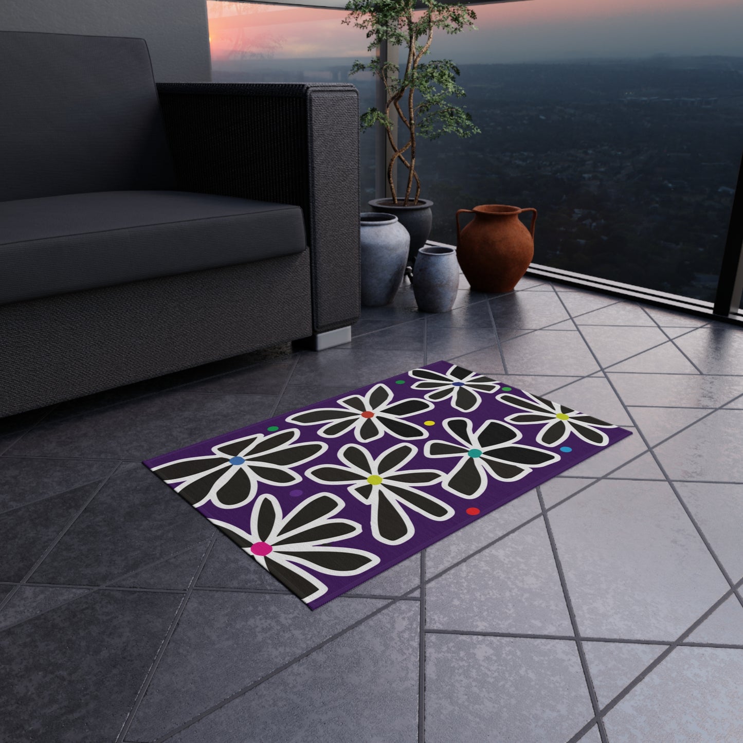 Summer Flower Love Outdoor Rug