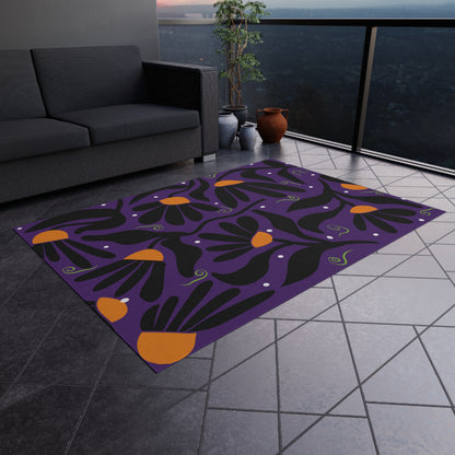 Orange Moonflower Outdoor Rug