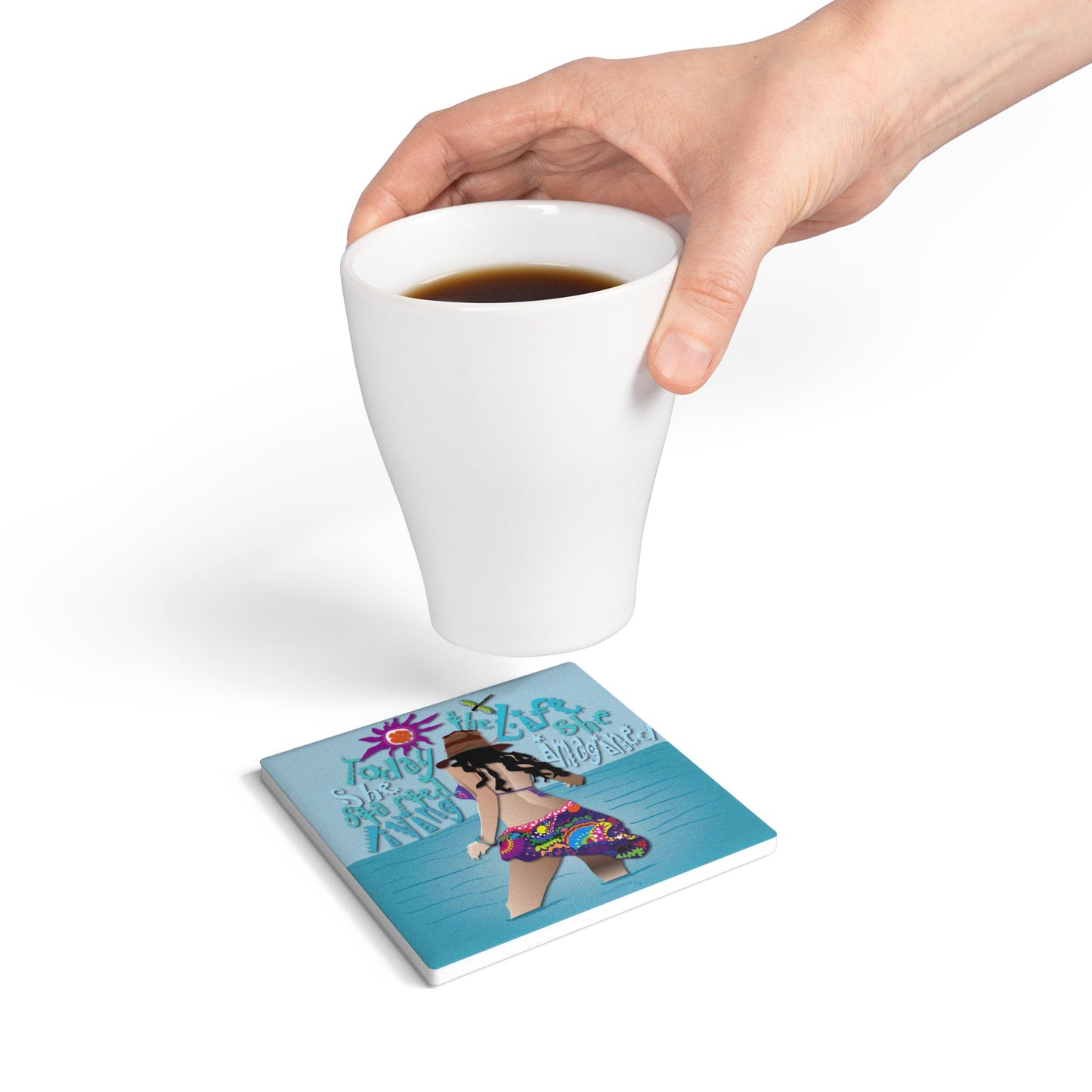 Today She Started Living Ceramic Coaster