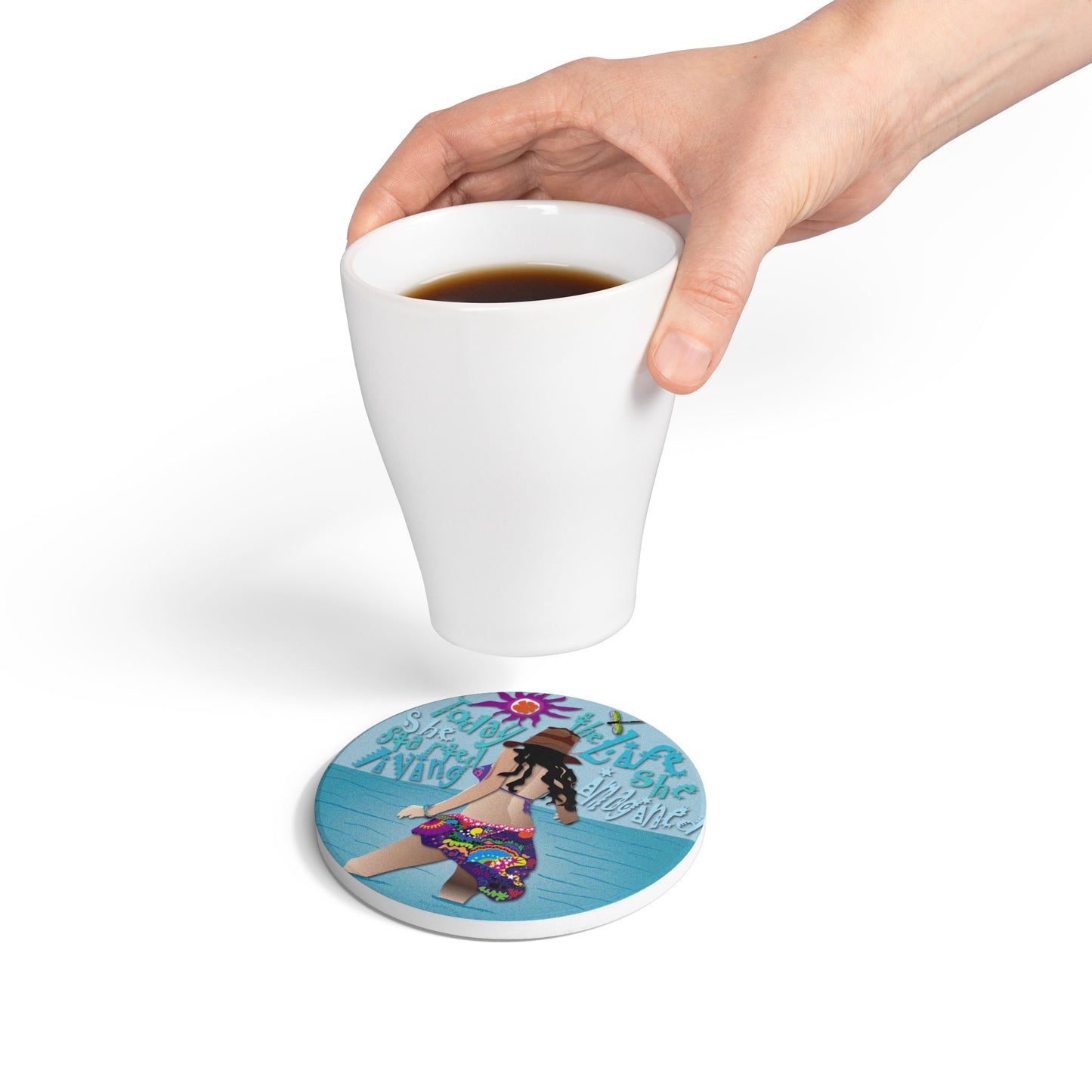 Today She Started Living Ceramic Coaster