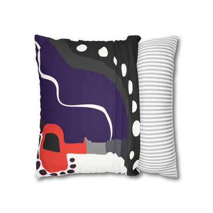 Flower Geometry Faux Suede Square Pillowcase