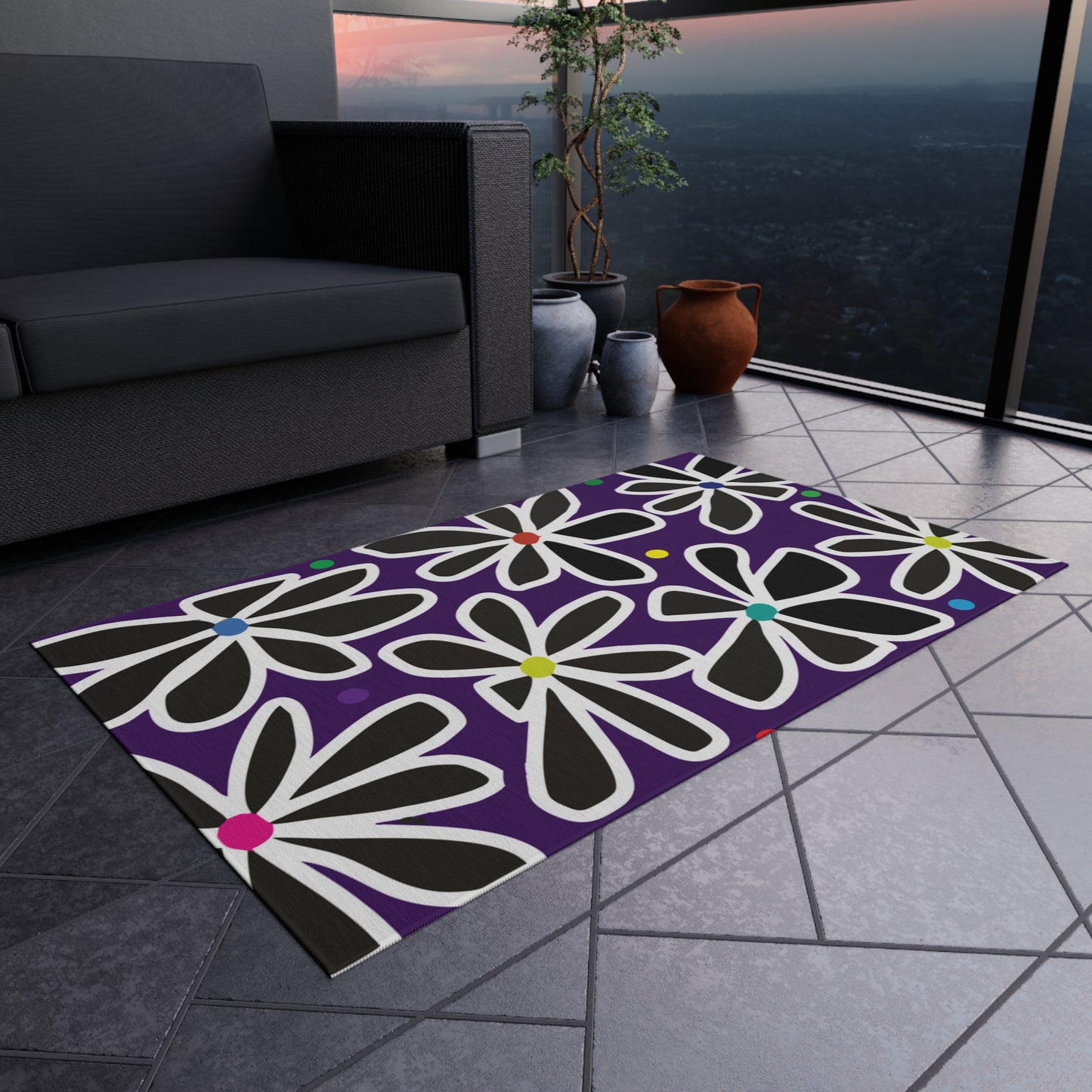 Summer Flower Love Outdoor Rug