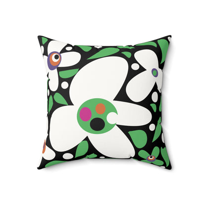 Black Pop Petal Party Faux Suede Square Pillow Success