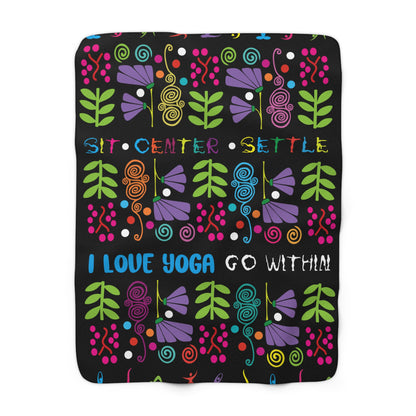Black Groovy  Sherpa Fleece Blanket