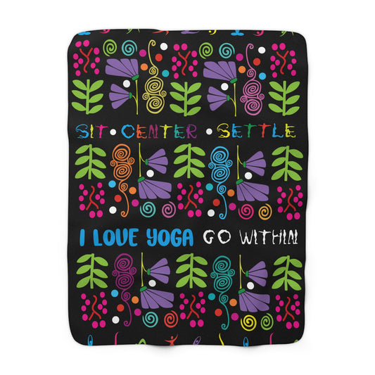 Black Groovy  Sherpa Fleece Blanket