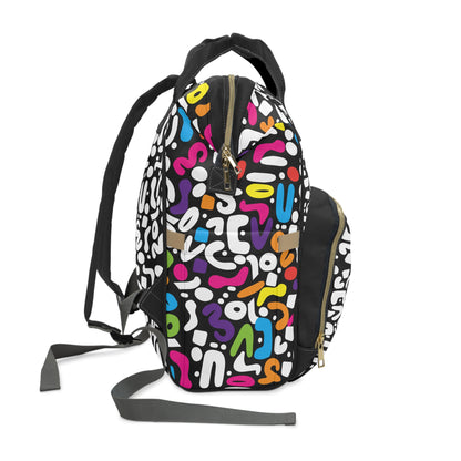 White Optic Pop  Multifunctional Diaper Backpack