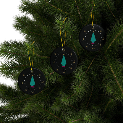 Green Tree Ceramic Ornaments, 2-Side Print, (1pc, 3pcs, 5pcs, 10pcs)