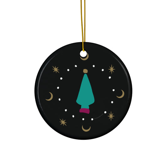 Green Tree Ceramic Ornaments, 2-Side Print, (1pc, 3pcs, 5pcs, 10pcs)