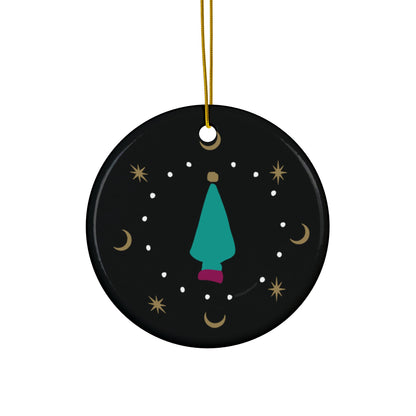 Green Tree Ceramic Ornaments, 2-Side Print, (1pc, 3pcs, 5pcs, 10pcs)