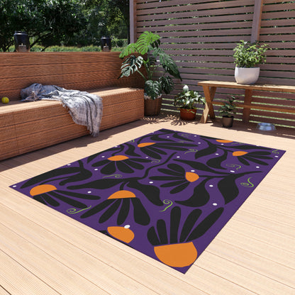 Orange Moonflower Outdoor Rug