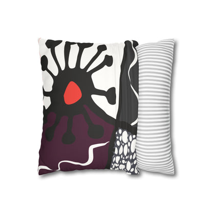 Flower Geometry Faux Suede Square Pillowcase