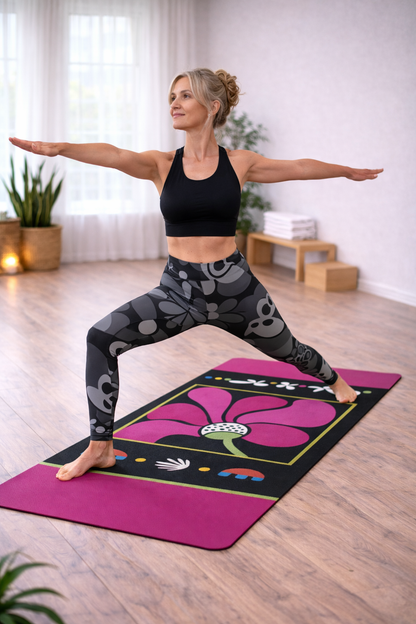 Bloom Noir  Rubber Yoga Mat