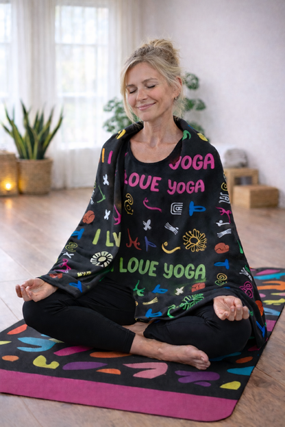 I Love Yoga Sherpa Fleece Blanket