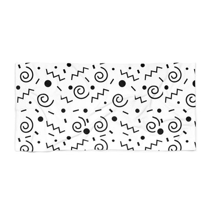 Black & White Scribbles  Beach Towel