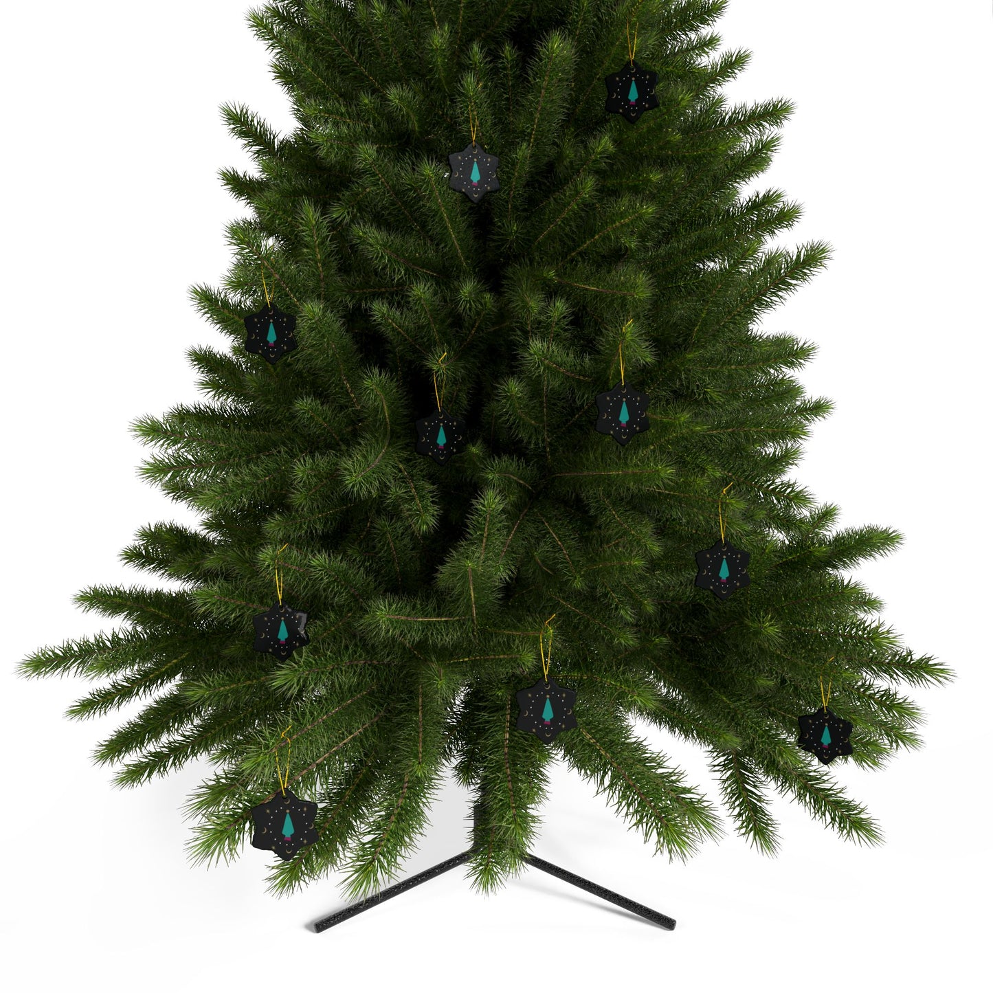 Green Tree Ceramic Ornaments, 2-Side Print, (1pc, 3pcs, 5pcs, 10pcs)