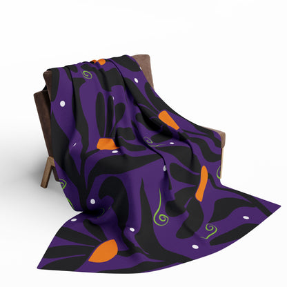 Orange Moon Flower Arctic Fleece Blanket