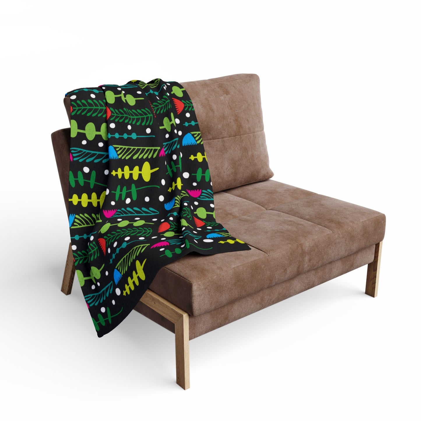 Black Groovy Garden Arctic Fleece Blanket