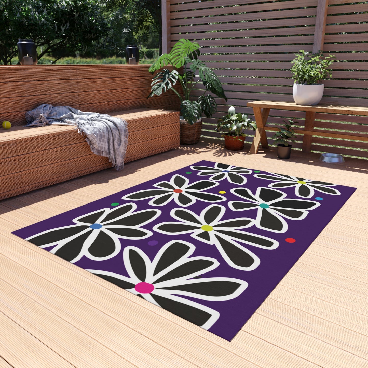 Summer Flower Love Outdoor Rug