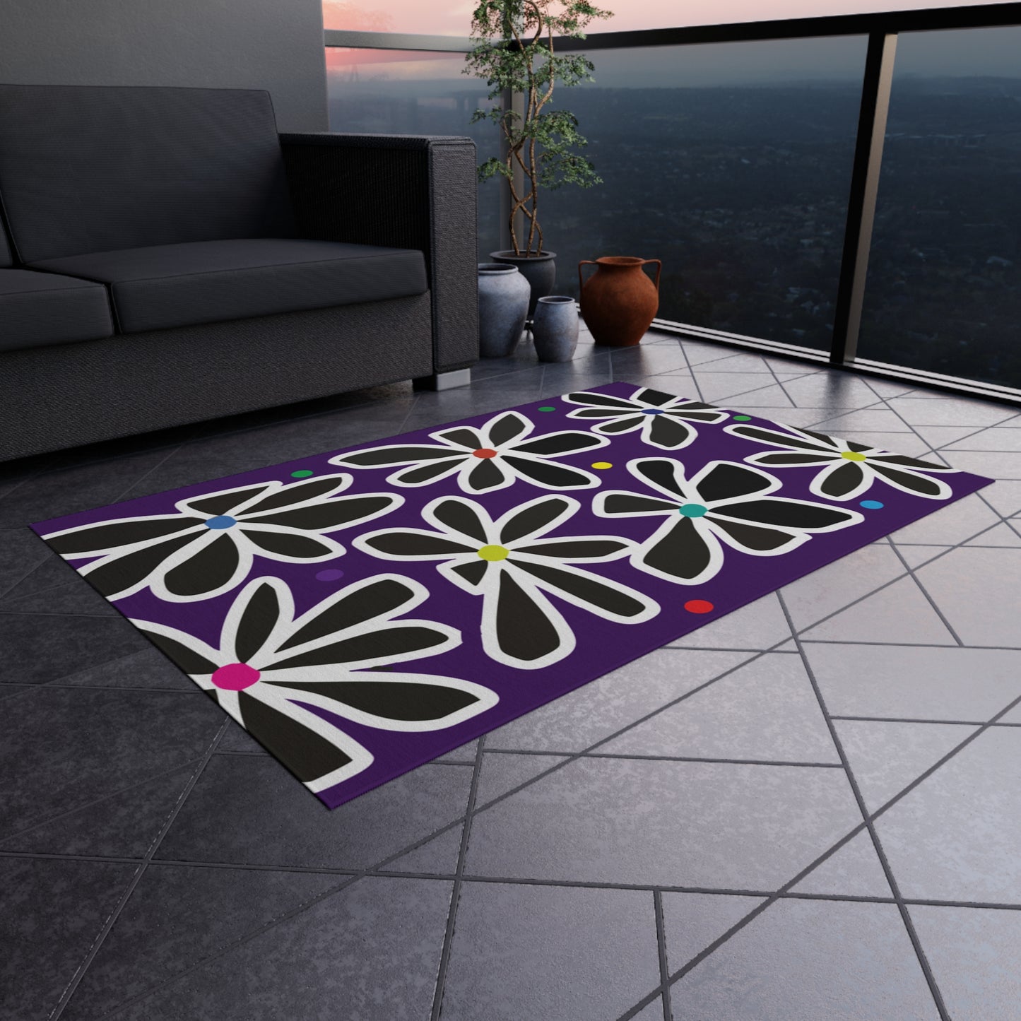 Summer Flower Love Outdoor Rug