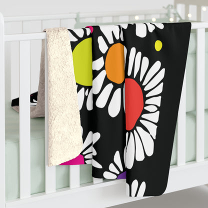 Midnight Bloom Sherpa Fleece Blanket