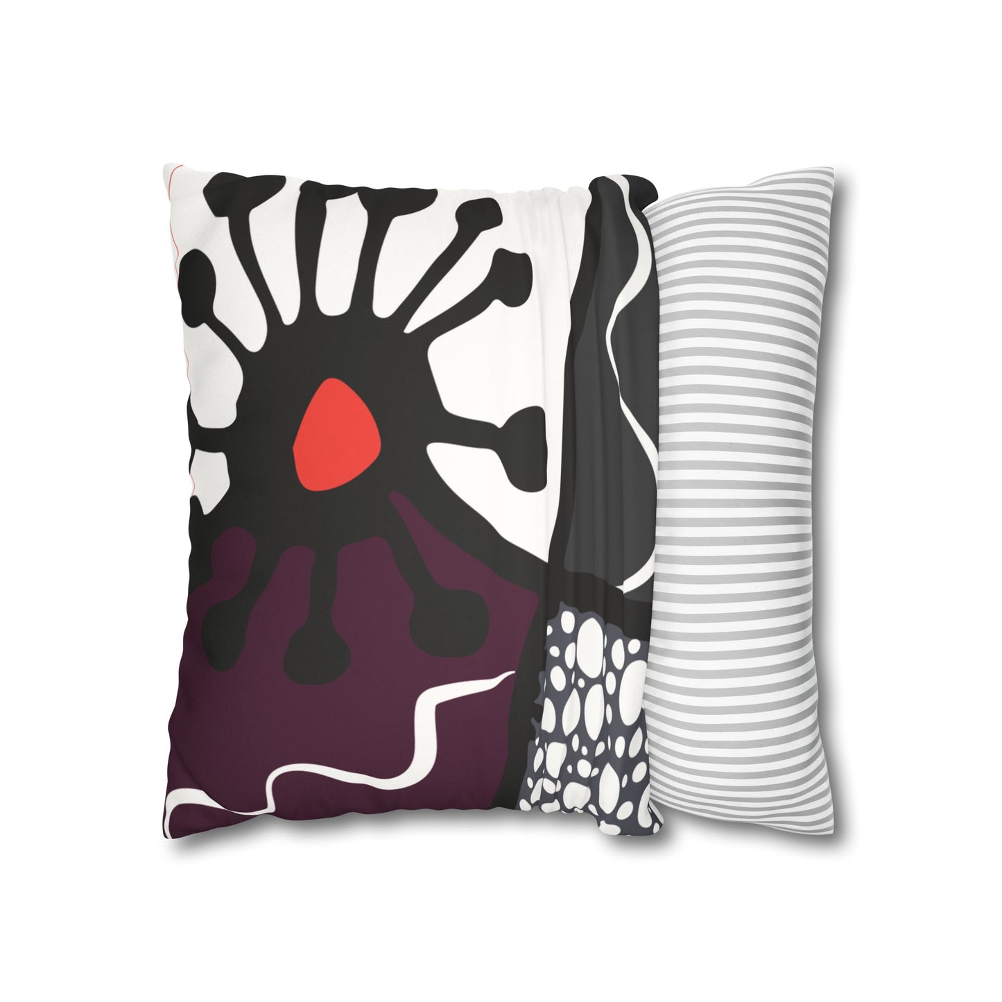 Flower Geometry Faux Suede Square Pillowcase