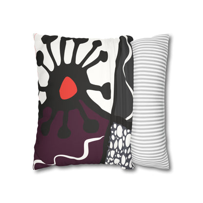 Flower Geometry Faux Suede Square Pillowcase