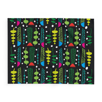 Black Groovy Garden Arctic Fleece Blanket