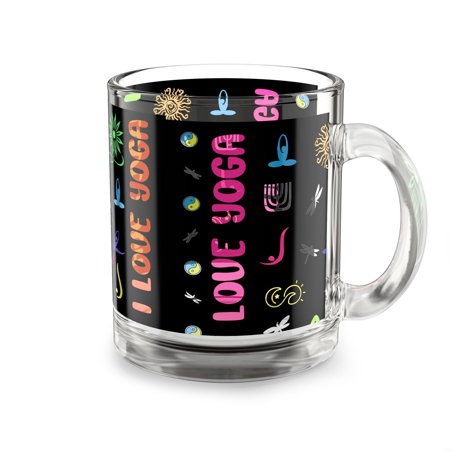 I Love Yoga Glass Mug, 10oz