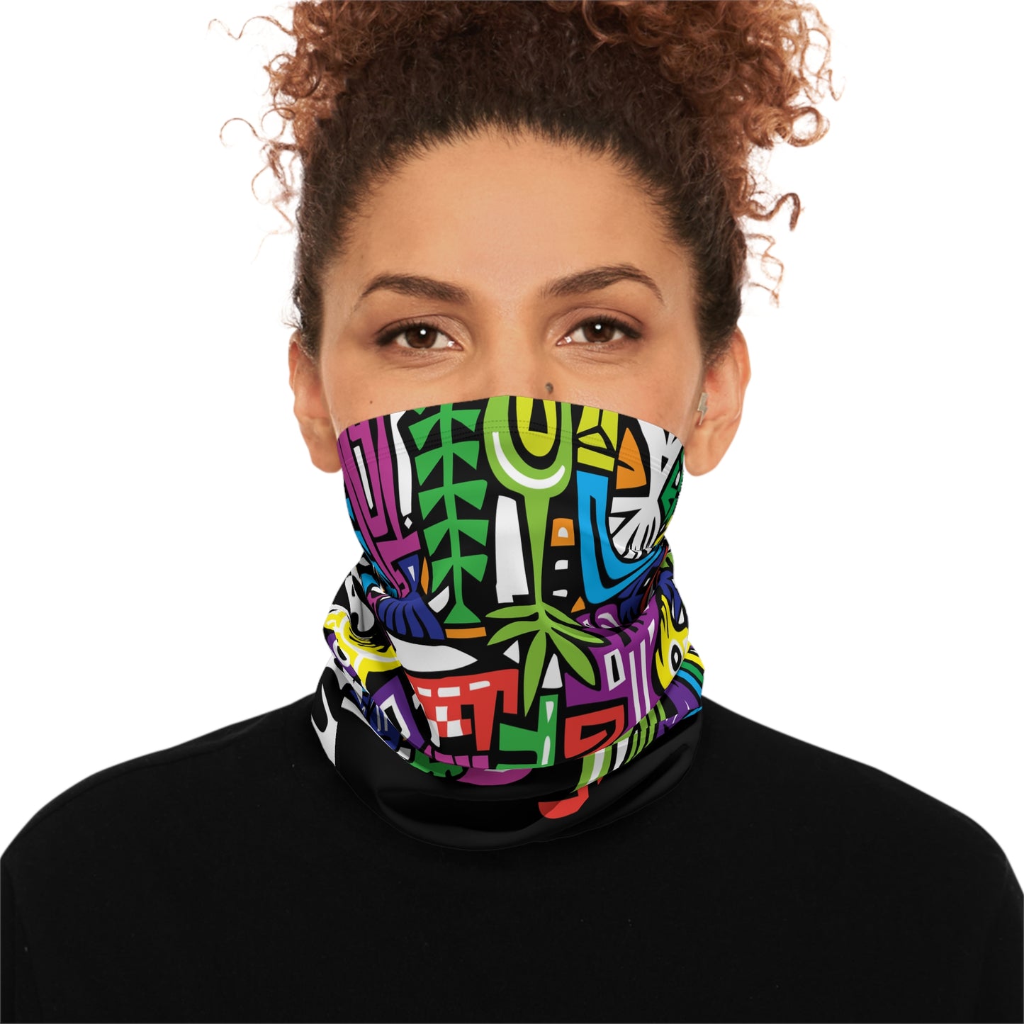 Reversible Black & White Optic Pop Winter Neck Gaiter (with drawstring)