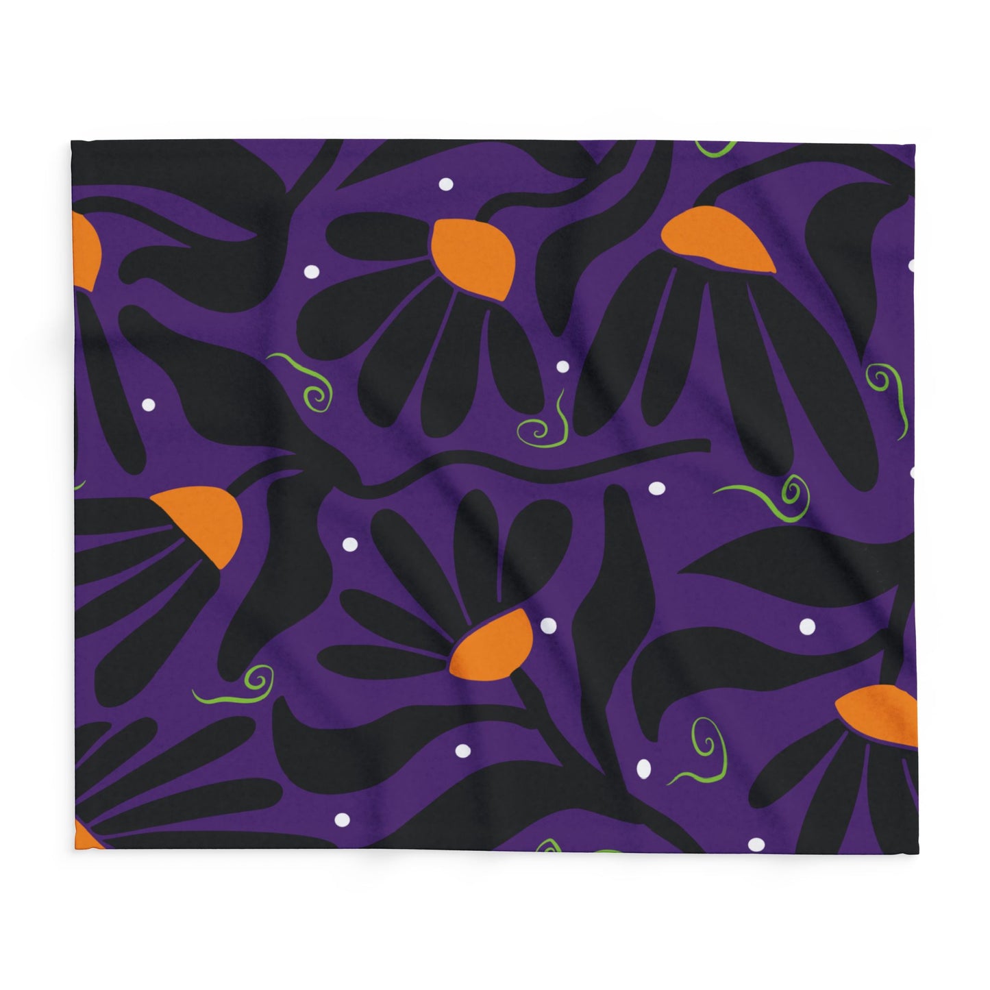 Orange Moon Flower Arctic Fleece Blanket
