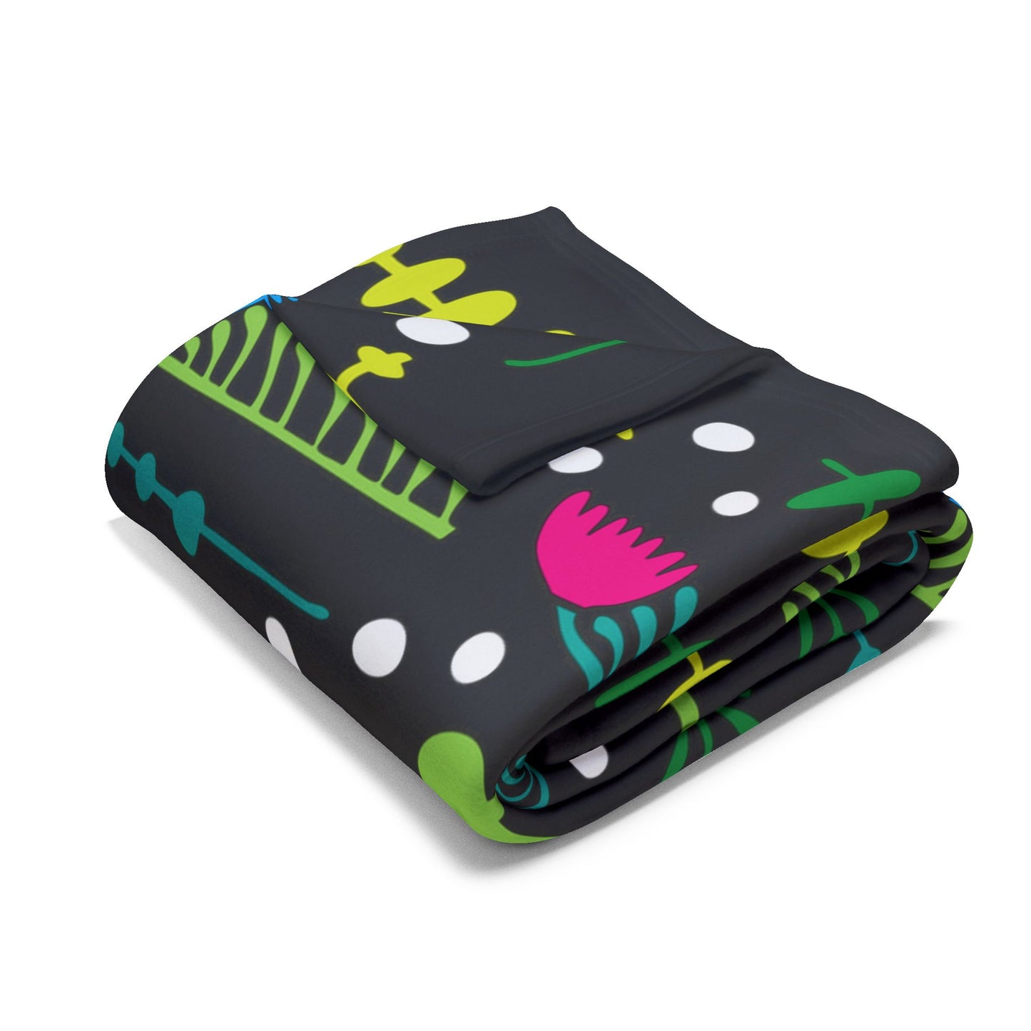 Black Groovy Garden Arctic Fleece Blanket